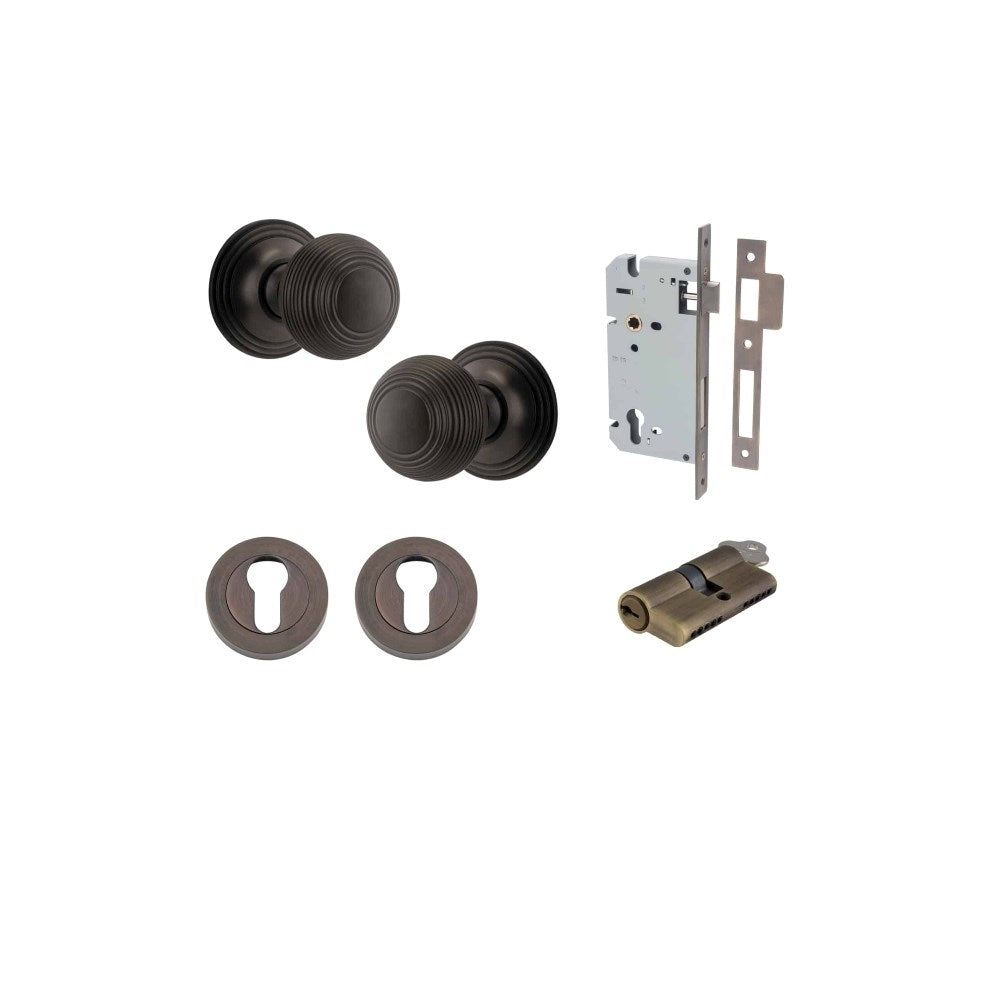 Guildford Round Rose Door Knob Set, Concealed Fix