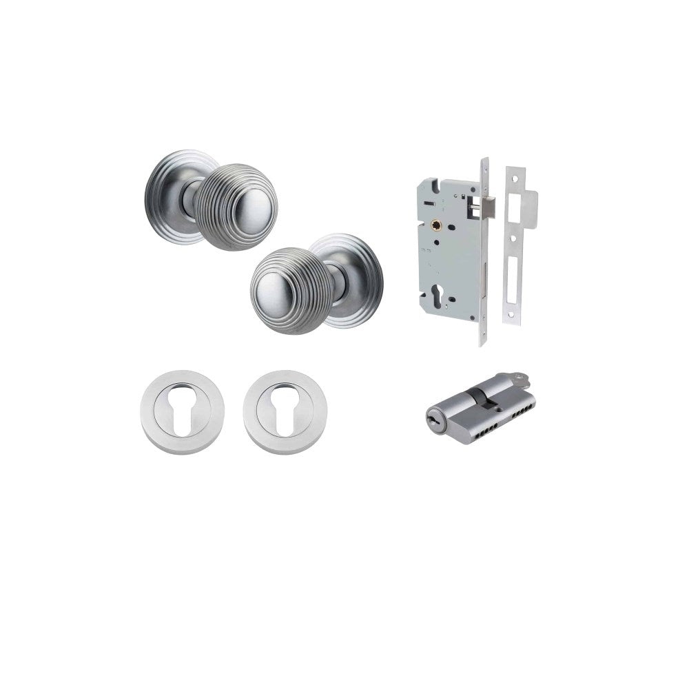 Guildford Round Rose Door Knob Set, Concealed Fix