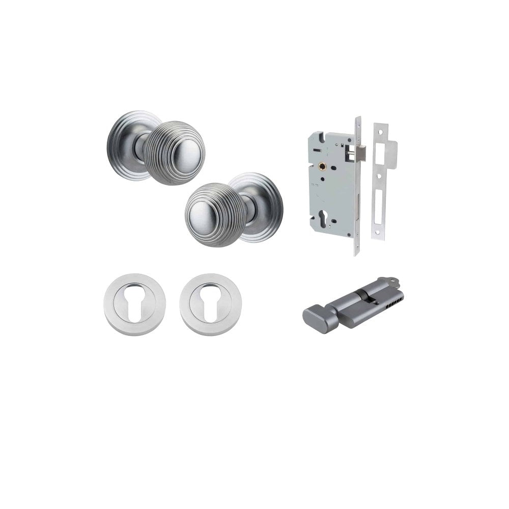 Guildford Round Rose Door Knob Set, Concealed Fix