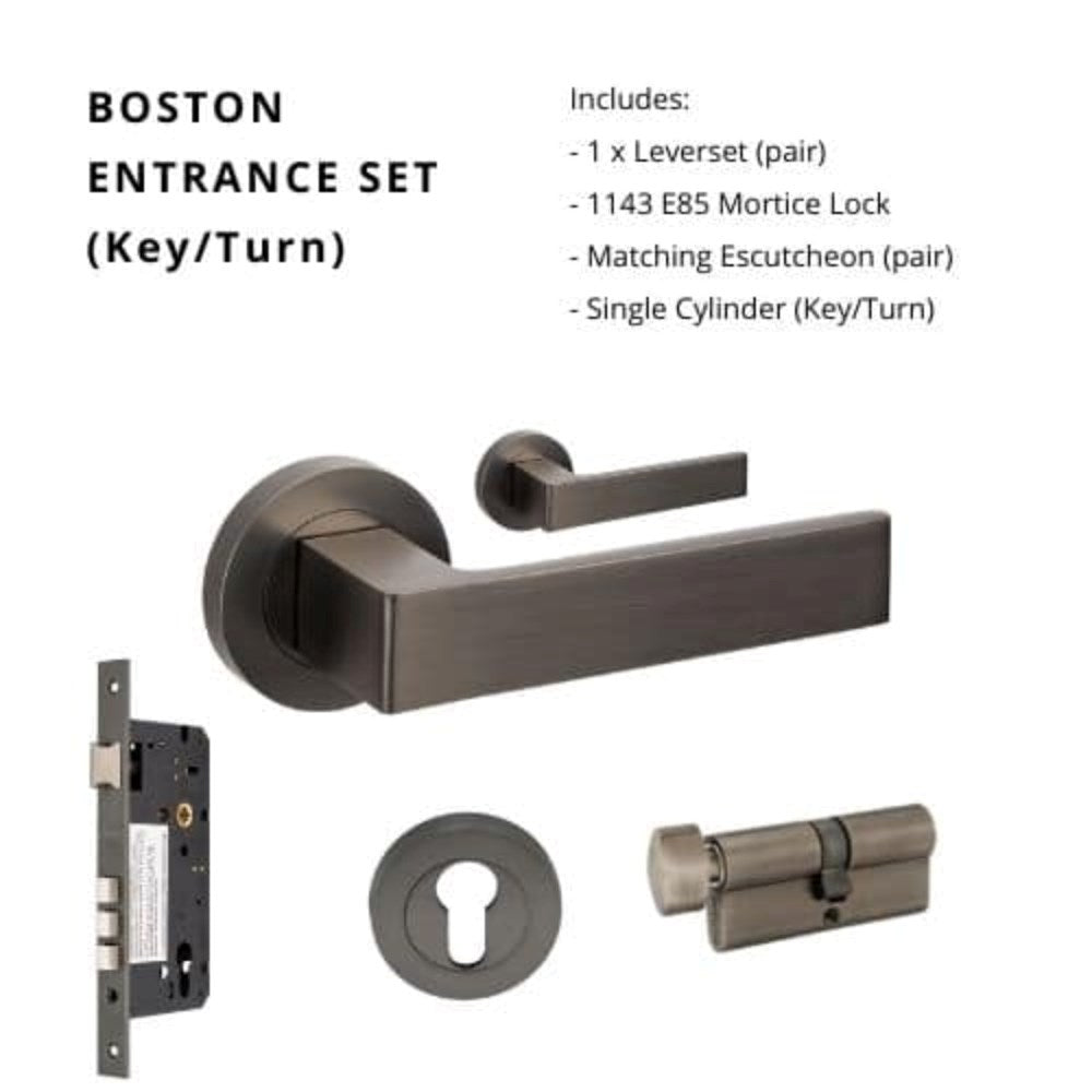 Boston Round Rose Door Lever Set