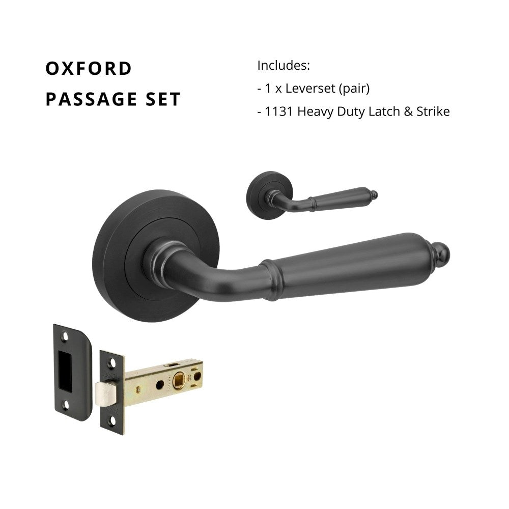 Oxford Round Rose Door Lever Set