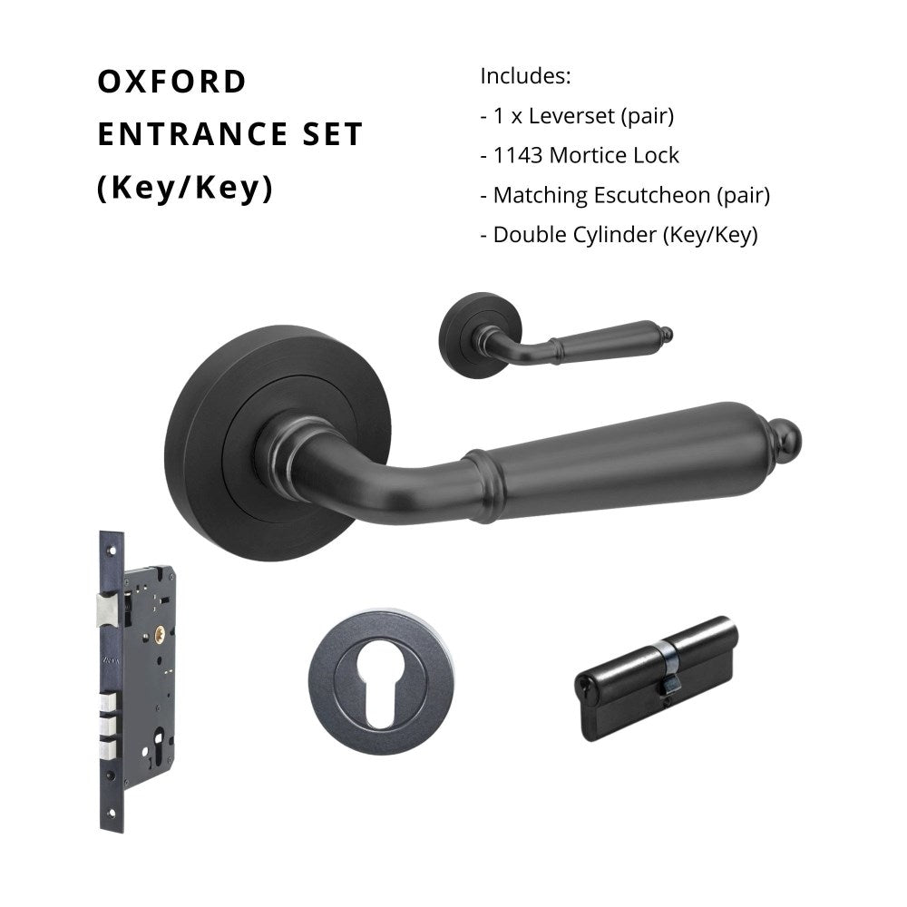 Oxford Round Rose Door Lever Set