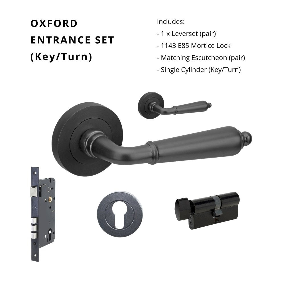 Oxford Round Rose Door Lever Set