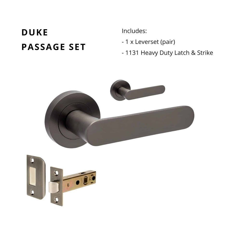 Duke Round Rose Door Lever Set