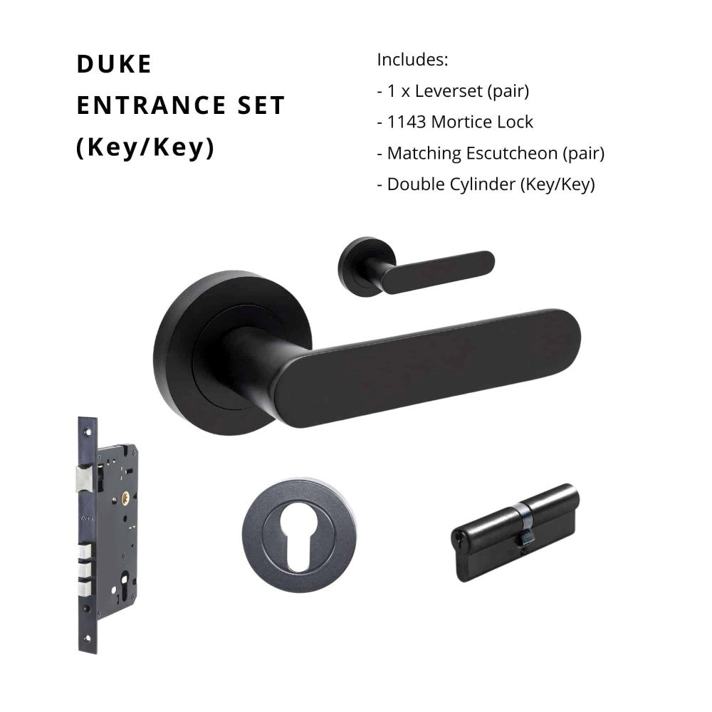 Duke Round Rose Door Lever Set