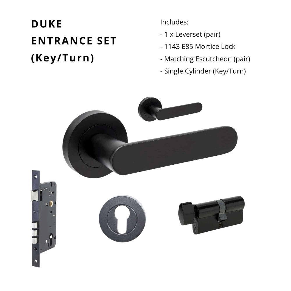 Duke Round Rose Door Lever Set