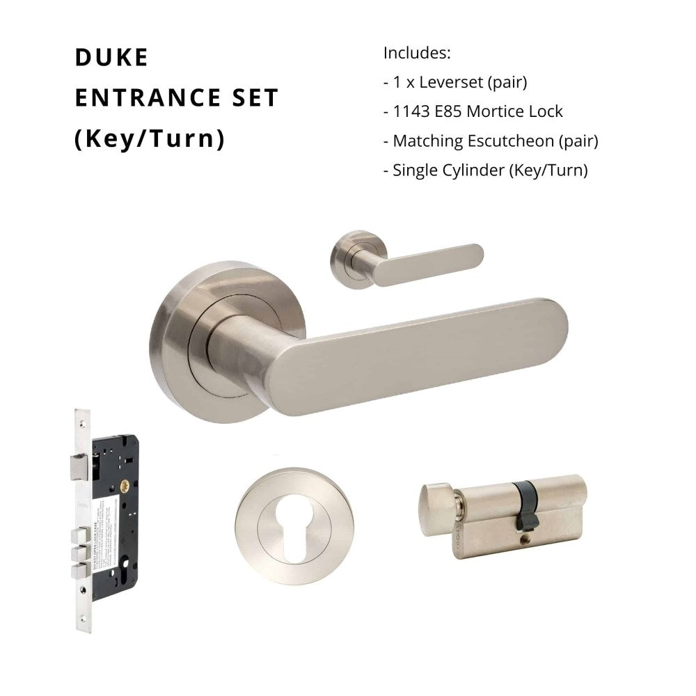 Duke Round Rose Door Lever Set