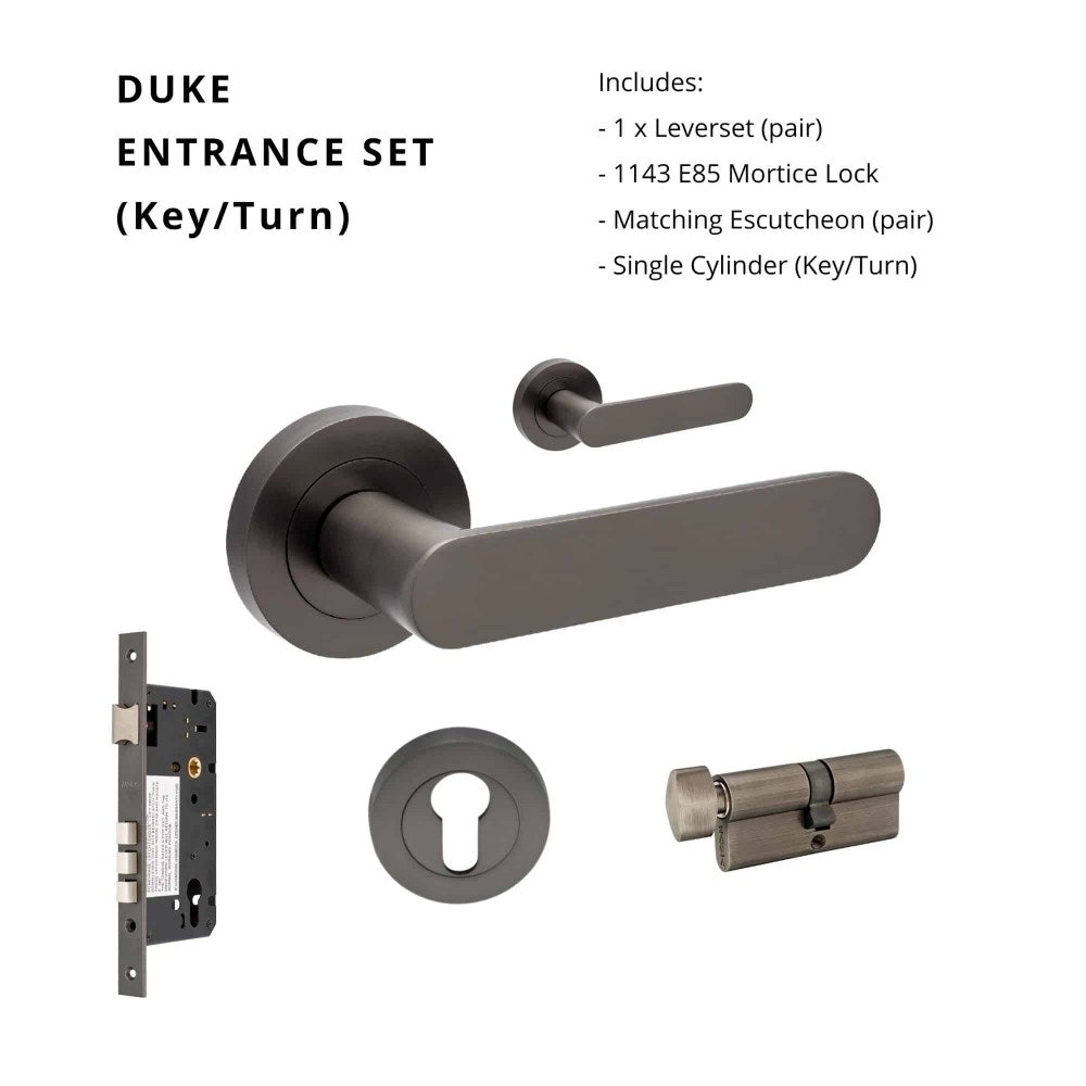 Duke Round Rose Door Lever Set