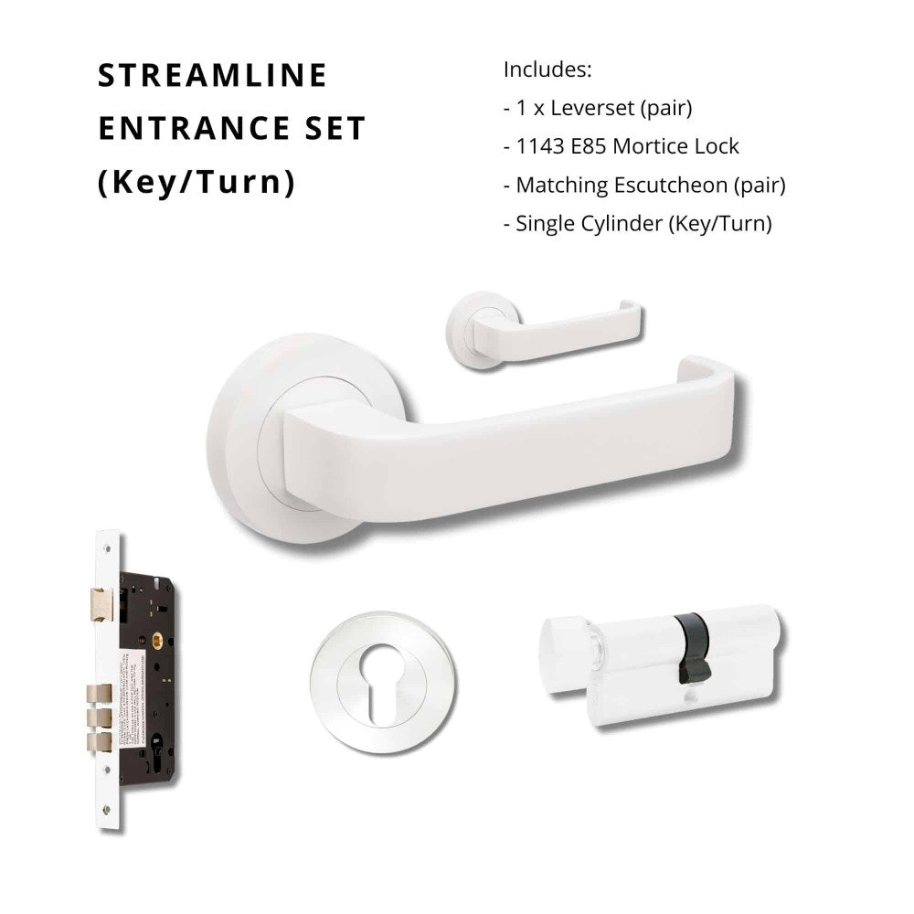 Streamline Round Rose Door Lever Set