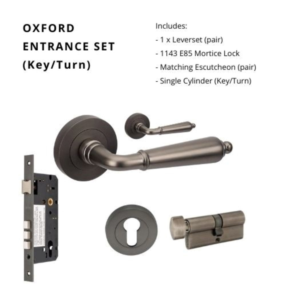 Oxford Round Rose Door Lever Set