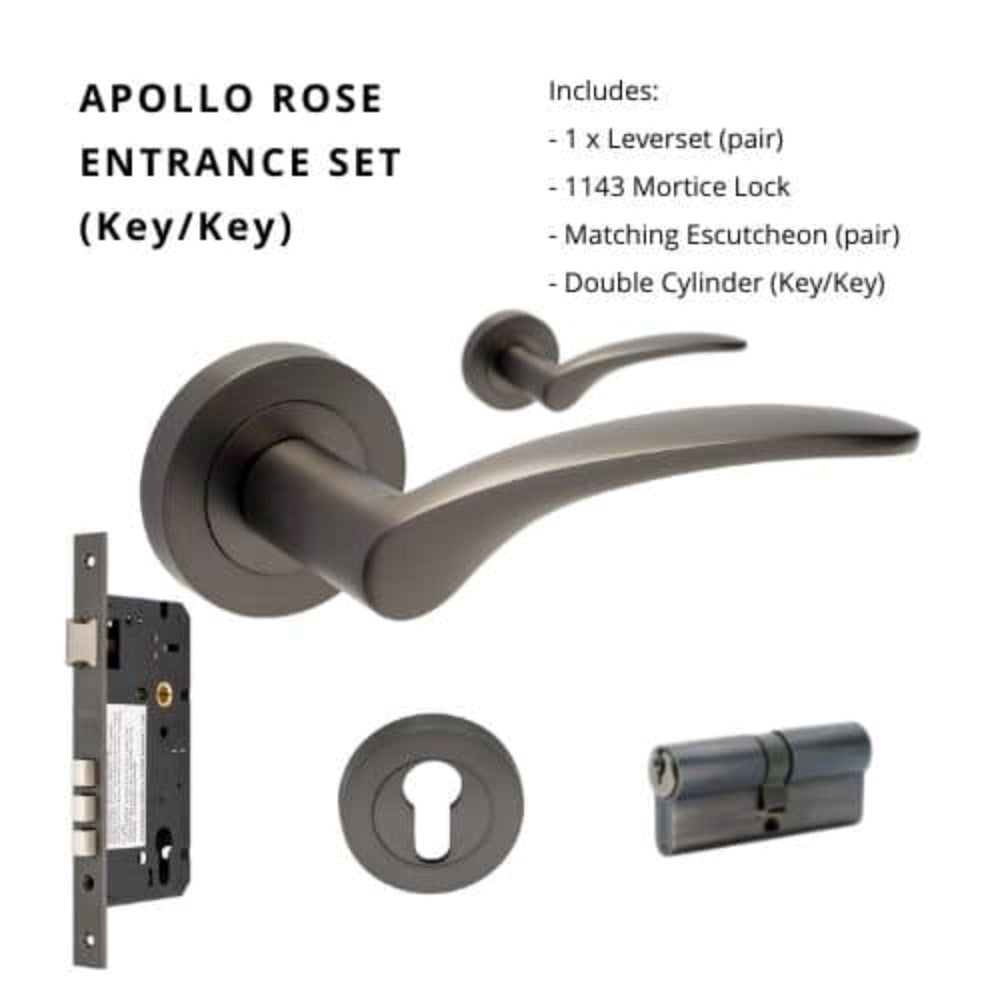 Apollo Round Rose Door Lever Set