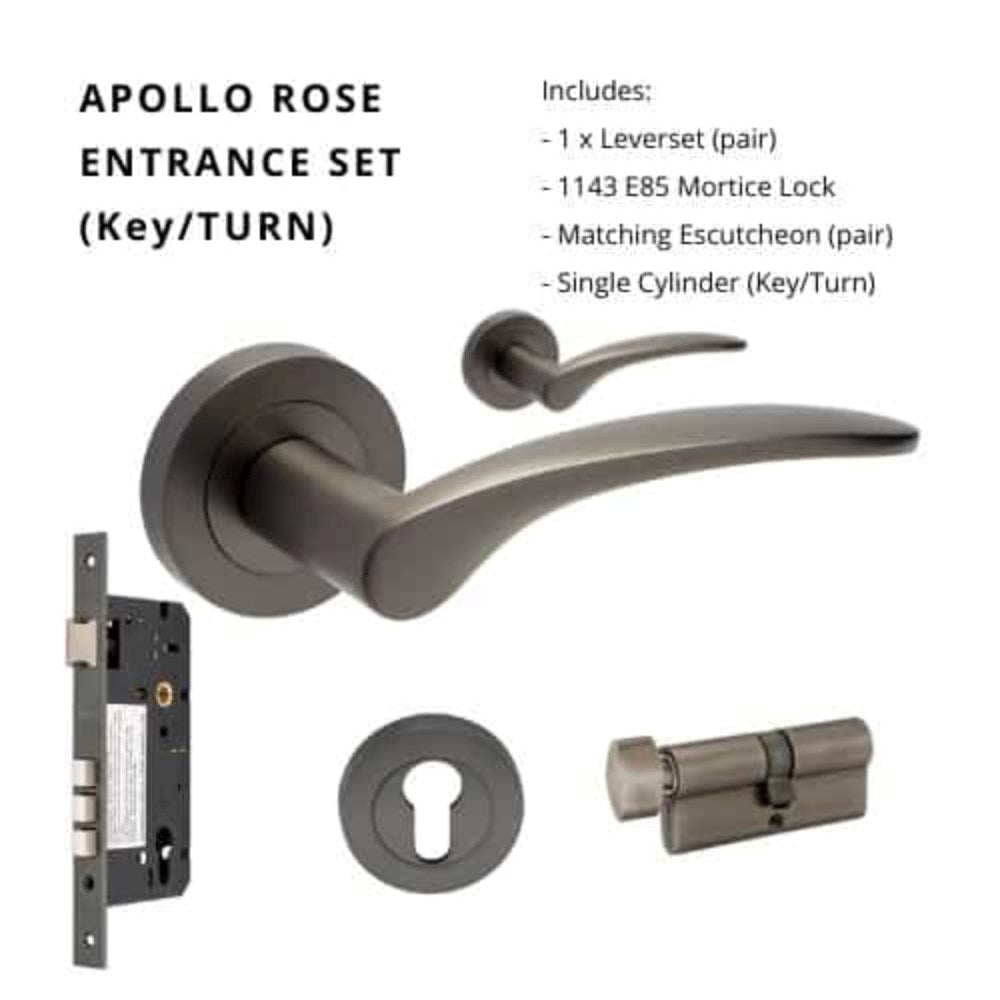 Apollo Round Rose Door Lever Set