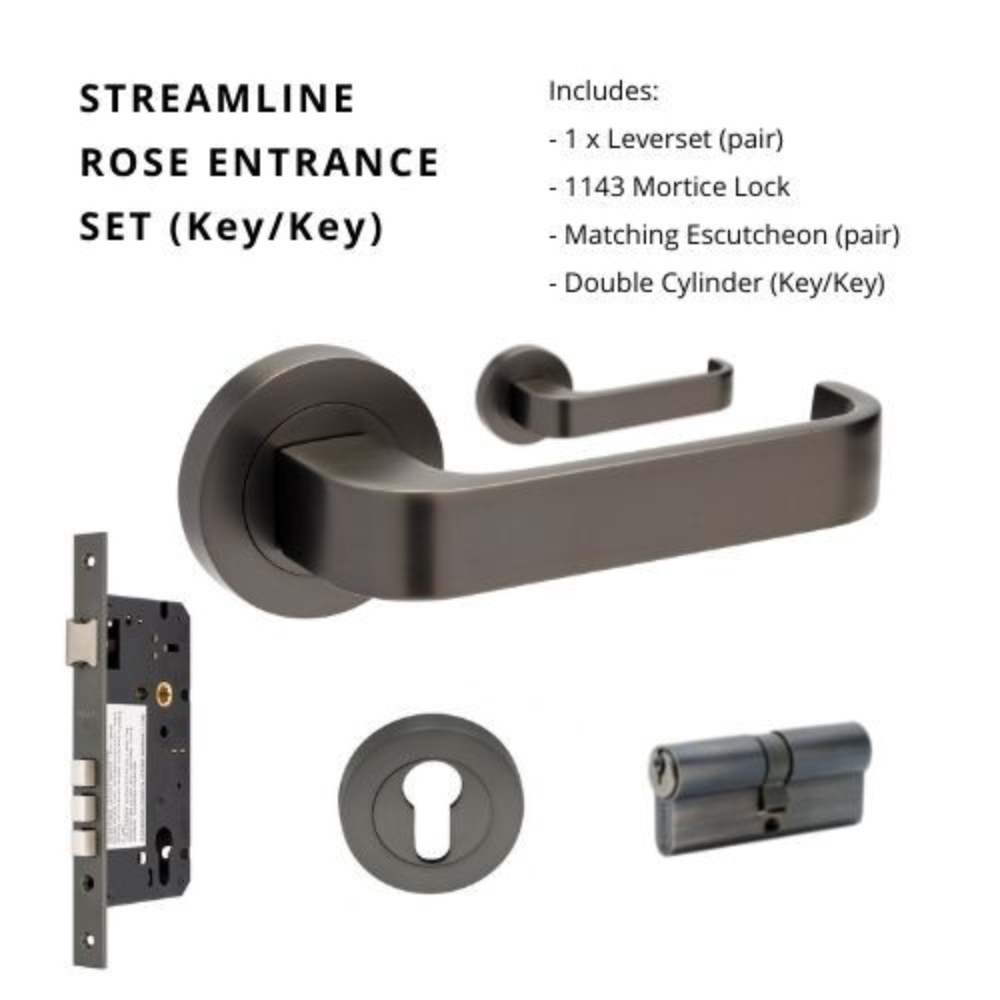 Streamline Round Rose Door Lever Set