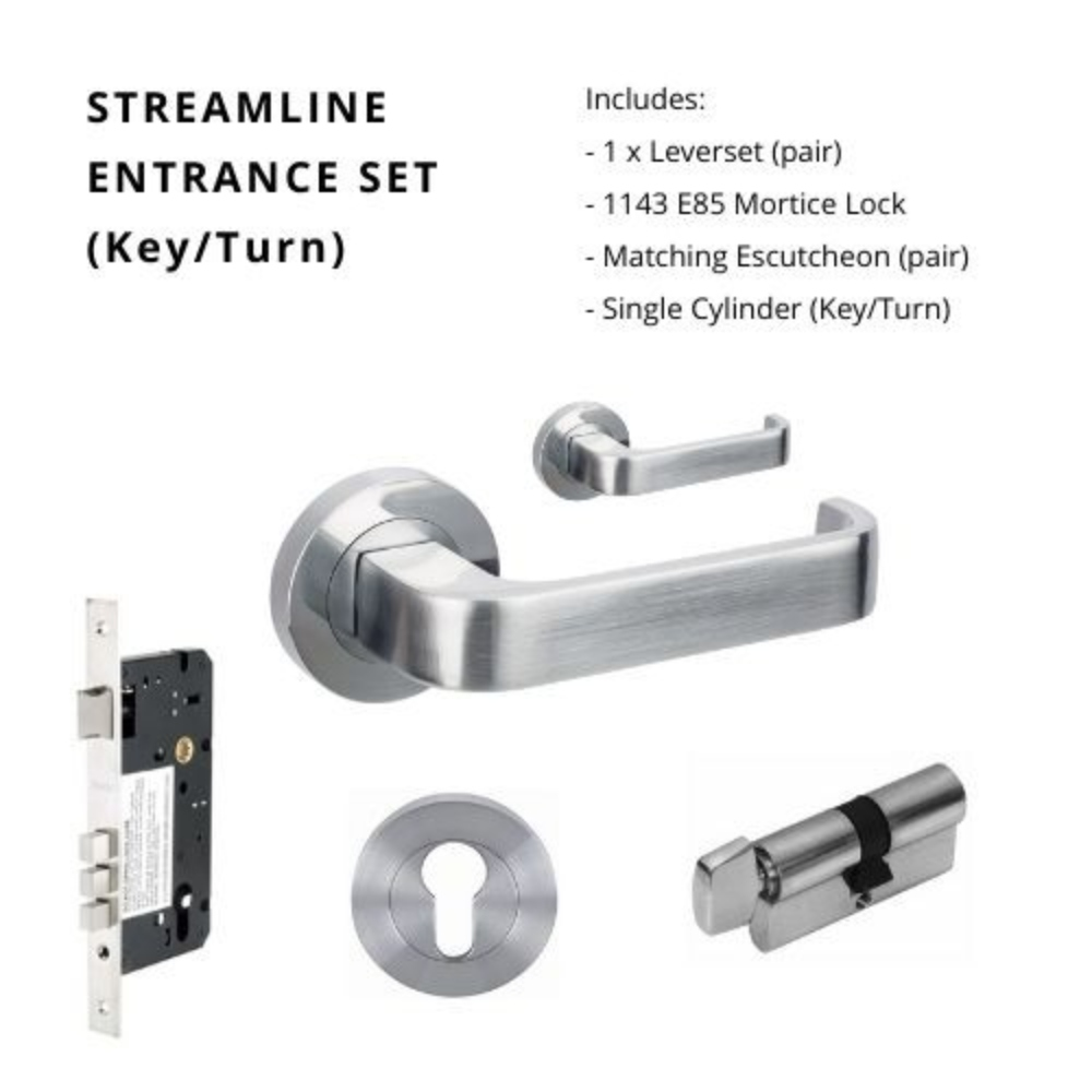 Streamline Round Rose Door Lever Set